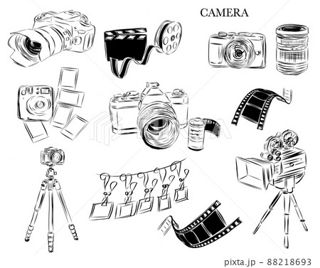 カメラセット　線画 88218693