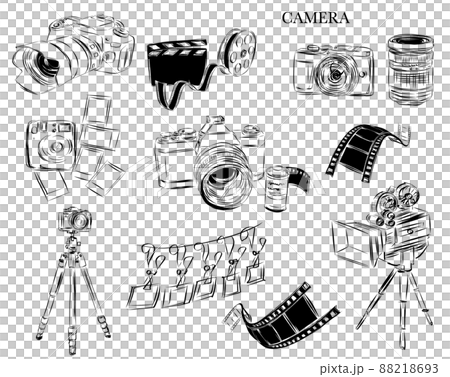 カメラセット　線画 88218693