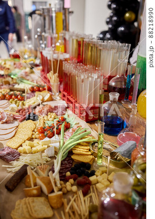 Laboratory glassware with alcohol cocktail's on chemical party. 88218990