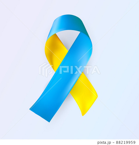 Blue and yellow ribbon, Ukraine support and awareness symbol. Vector illustration Blue and yellow ribbon, Ukraine support and awareness symbol. Vector illustration 88219959
