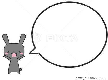 喜んでいるウサギさんとシンプルな丸いふきだし 88220368