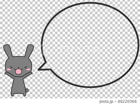 喜んでいるウサギさんとシンプルな丸いふきだし 88220368
