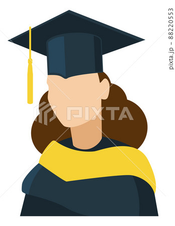Female student in gown and graduation cap. Graduate avatar Female student in gown and graduation cap. Graduate avatar 88220553