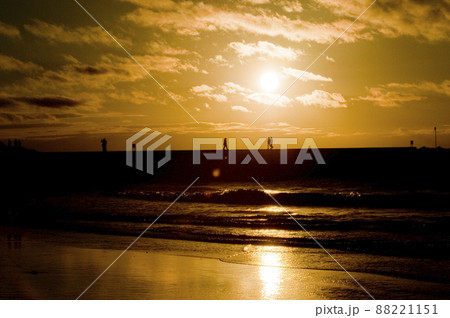 Yellow sunset near the beach in spring or summer Yellow sunset near the beach in spring or summer 88221151