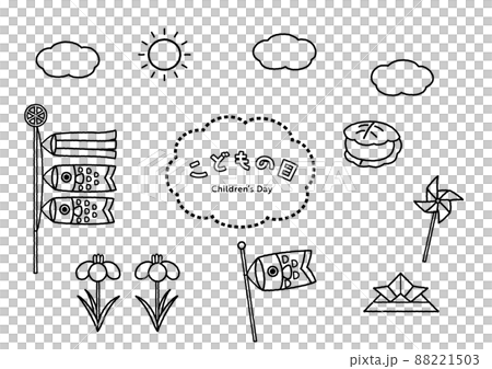 兒童節的線條藝術插圖集 88221503