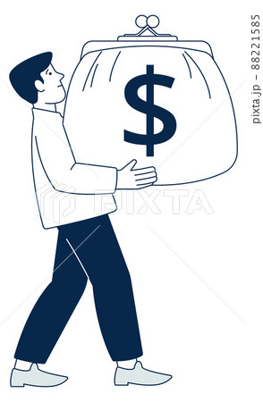 Man carrying money purse with dollar sign. Donating icon 88221585