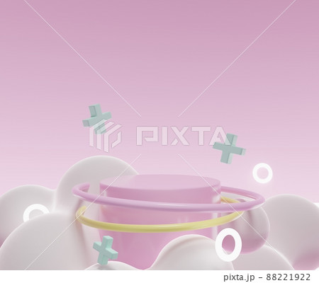 Abstract coloful pastel  background with cylinder podium, Geometry stand for kids or baby products. 3D render. 88221922