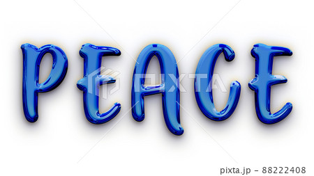 Blue volumetric 3D Text of the inscription Peace isolated cut out Blue volumetric 3D Text of the inscription Peace isolated cut out 88222408