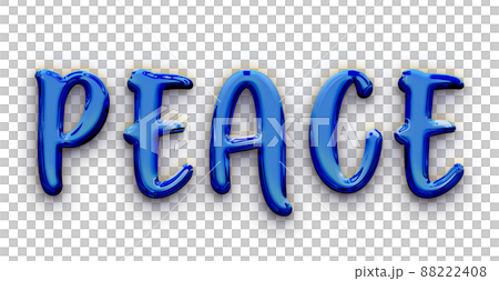 Blue volumetric 3D Text of the inscription Peace isolated cut out Blue volumetric 3D Text of the inscription Peace isolated cut out 88222408