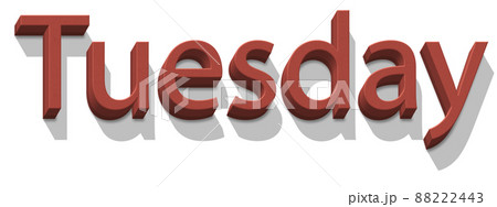 volumetric 3D Text of the inscription Tuesday isolated cut out 88222443
