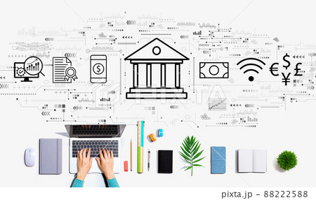Online banking concept with person using a laptop 88222588