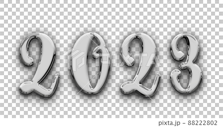 Metallic volumetric 3D Text of the inscription 2023 isolated cut out 88222802