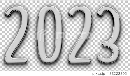 Metallic volumetric 3D Text of the inscription 2023 isolated cut out 88222803