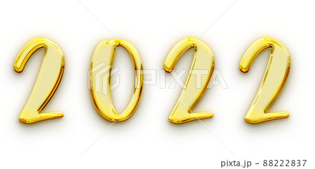 Golden volumetric 3D Text of the inscription 2022 isolated cut out 88222837