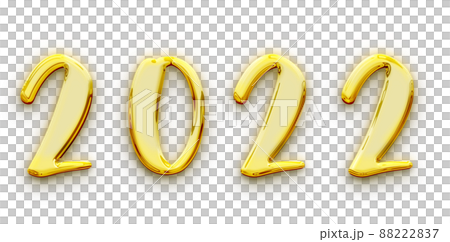 Golden volumetric 3D Text of the inscription 2022 isolated cut out 88222837