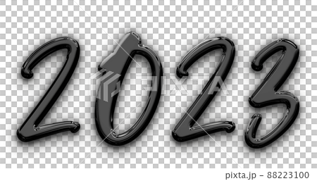 Black Metallic volumetric 3D Text of the inscription 2023 cut out isolated Black Metallic volumetric 3D Text of the inscription 2023 cut out isolated 88223100