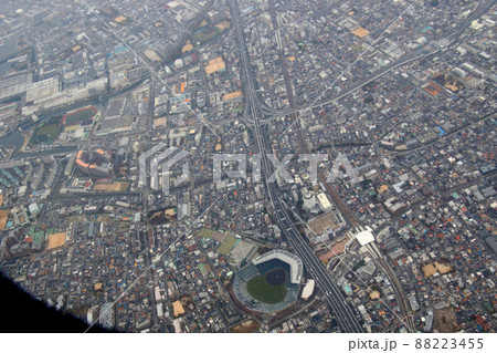 空撮 西宮 甲子園球場 甲子園駅 空撮 西宮 甲子園球場 甲子園駅 88223455