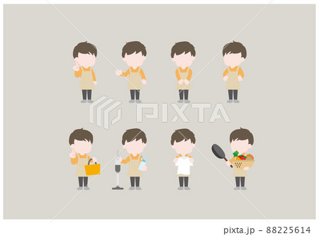 家事をする人物のイラストセット 家事をする人物のイラストセット 88225614