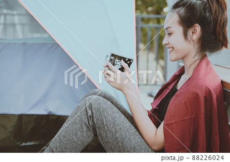 Series photo of young woman hand holding ceramic mug, positive emotion, chill and joyful Series photo of young woman hand holding ceramic mug, positive emotion, chill and joyful 88226024