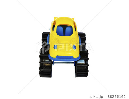 Children's yellow plastic toy car on a white background Children's yellow plastic toy car on a white background 88226162