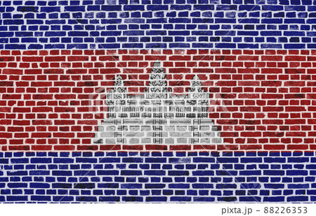 Flag of Cambodia painted on a brick wall 88226353