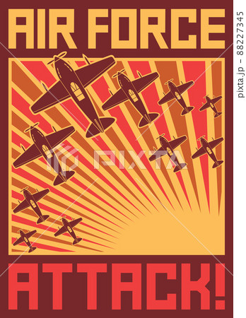 Air force attack poster (old planes design, World war II illustration) 88227345