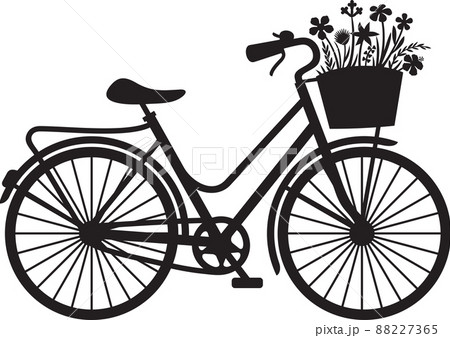 Retro bicycle with flowers black and white 88227365
