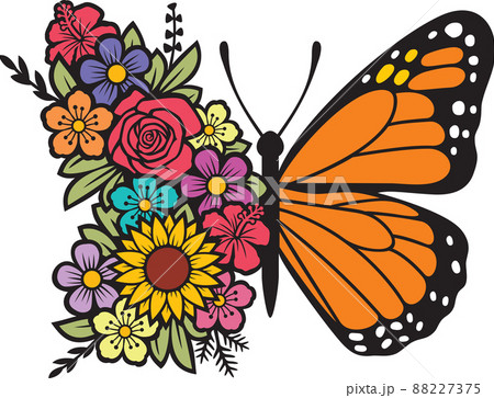 Floral butterfly color vector illustration Floral butterfly color vector illustration 88227375