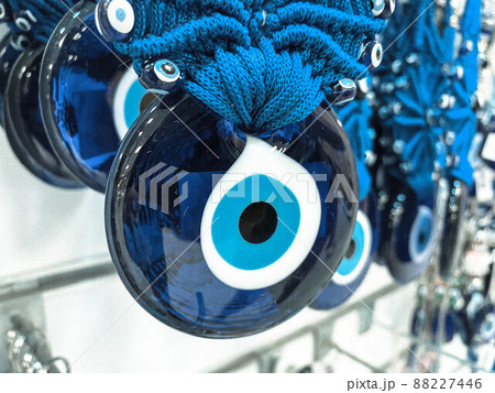 Turkish souvenir eyes in the market of Istanbul. Eastern traditional mascot. Turkish souvenir eyes in the market of Istanbul. Eastern traditional mascot. 88227446