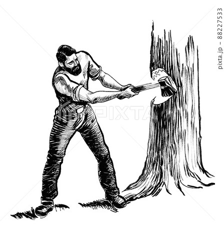 A process of cutting tree illustration. | CanStock