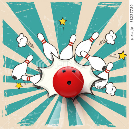 Vector realistic bowling ball on pop artのイラスト素材
