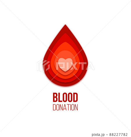 Blood donation icon. Vector red blood drop with heart inside. 88227782