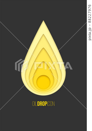 Oil drop icon. Vector yellow paper drop isolated on dark gray background. Oil drop icon. Vector yellow paper drop isolated on dark gray background. 88227976