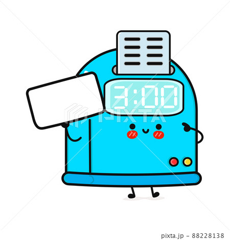 Cute funny punch clock with poster. Vector hand drawn cartoon kawaii character illustration icon. Isolated on white background. Happy punch clock think concept 88228138