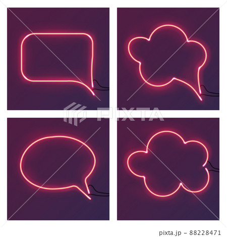 Different shape pink neon frames. Vector realistic neon star, square, circle and heart on brick wall. Different shape pink neon frames. Vector realistic neon star, square, circle and heart on brick wall. 88228471
