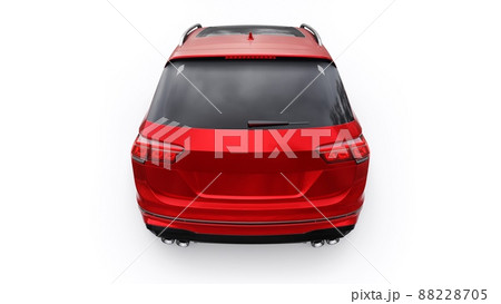 Compact red sports city SUV for exciting driving, for work and family on a white isolated background. 3d rendering. 88228705