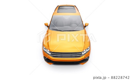 Compact orange sports city SUV for exciting driving, for work and family on a white isolated background. 3d rendering. 88228742