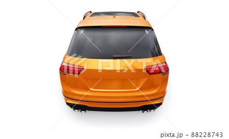 Compact orange sports city SUV for exciting driving, for work and family on a white isolated background. 3d rendering. 88228743