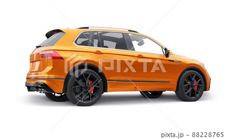 Compact orange sports city SUV for exciting driving, for work and family on a white isolated background. 3d rendering. 88228765