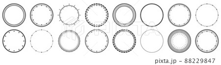 Mechanical clock faces, bezel. Watch dial with minute and hour marks. Timer or stopwatch element 88229847