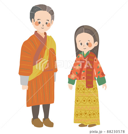 ブータン王国の民族衣装のイラスト素材 [88230578] - PIXTA