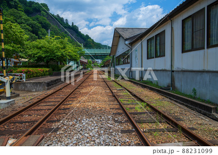 わたらせ渓谷鉄道 水沼駅踏切から水沼駅方向の眺め 初夏の風景 わたらせ渓谷鉄道 水沼駅踏切から水沼駅方向の眺め 初夏の風景 88231099