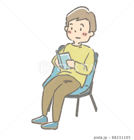 キャンプチェアで読書のイラスト キャンプチェアで読書のイラスト 88231105