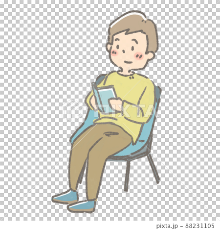 キャンプチェアで読書のイラスト キャンプチェアで読書のイラスト 88231105
