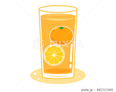 コップに注がれたオレンジジュースのイラストのイラスト素材 2360
