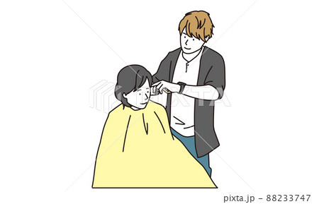 ヘアカットをするアジア人の美容師 88233747