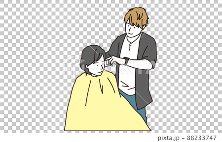 ヘアカットをするアジア人の美容師 88233747