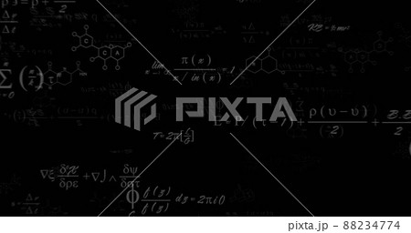 Image of mathematical equations processing on black background Image of mathematical equations processing on black background 88234774