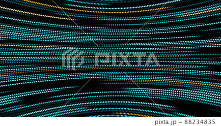 Image of blue and yellow dotted light trails moving in hypnotic motion on seamless loop 88234835
