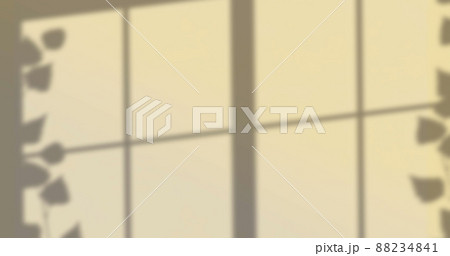 Image of window shadow of leaves on yellow background 88234841